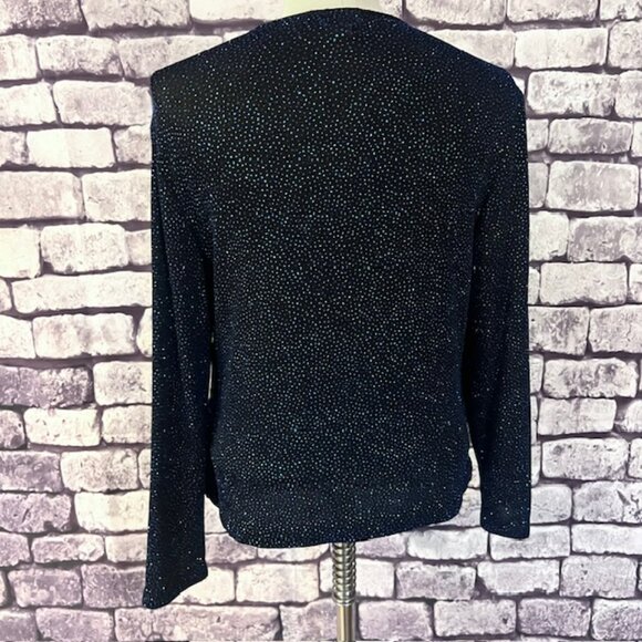 Connected Apparel Black & Blue Cardigan W/ Attached Tank Size L - Picture 6 of 8